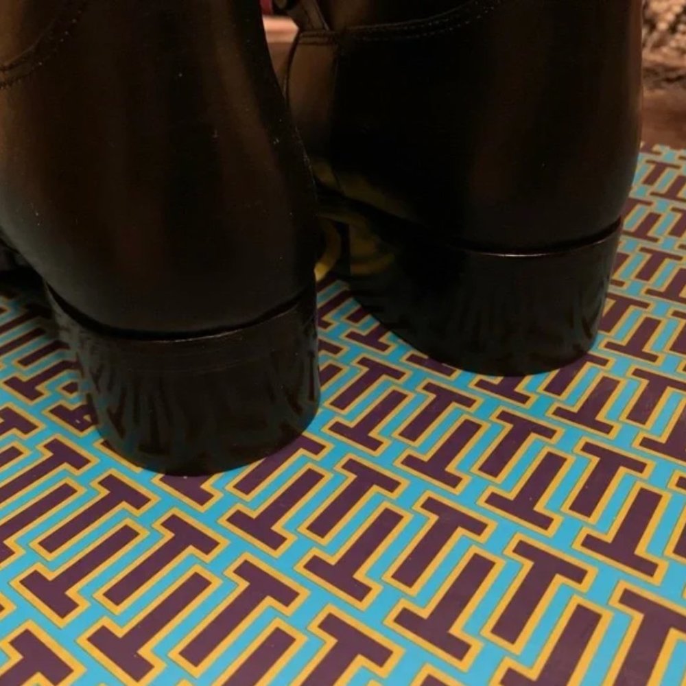 Black Leather Tory Burch Miller Pull-On Below The Knee Boots - Picture 6 of 10